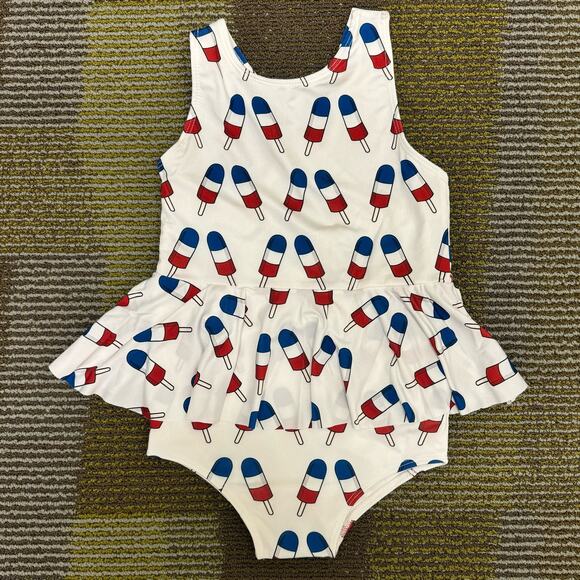 NWT Monica + Andy Ruffle Skirt Swimsuit Ice Bomb Pop America Patriotic - Picture 1 of 6